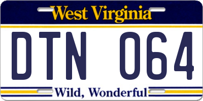 WV license plate DTN064