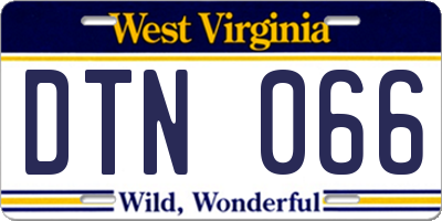 WV license plate DTN066