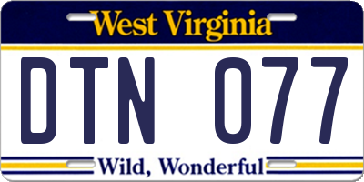 WV license plate DTN077