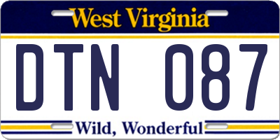 WV license plate DTN087