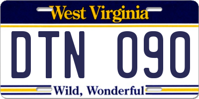 WV license plate DTN090