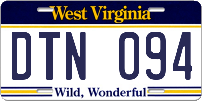 WV license plate DTN094
