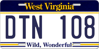 WV license plate DTN108