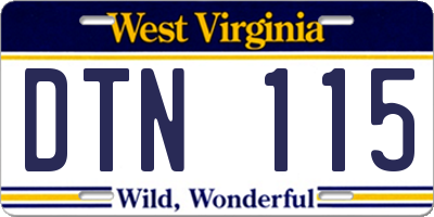 WV license plate DTN115
