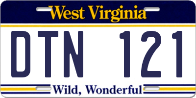WV license plate DTN121
