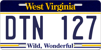 WV license plate DTN127