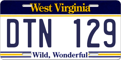 WV license plate DTN129