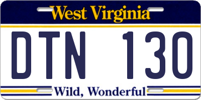 WV license plate DTN130
