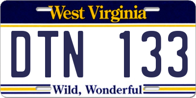 WV license plate DTN133