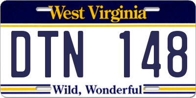 WV license plate DTN148