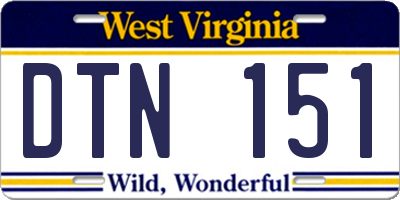 WV license plate DTN151