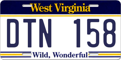 WV license plate DTN158