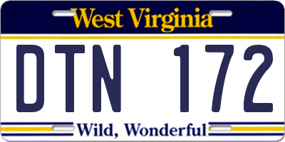 WV license plate DTN172