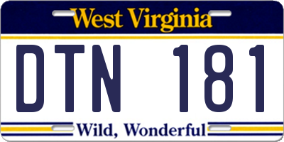 WV license plate DTN181