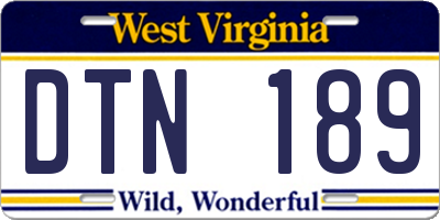 WV license plate DTN189
