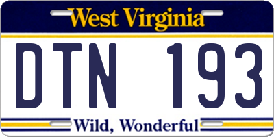 WV license plate DTN193