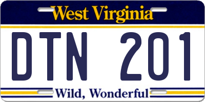 WV license plate DTN201
