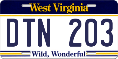 WV license plate DTN203