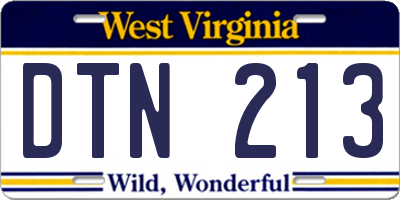 WV license plate DTN213