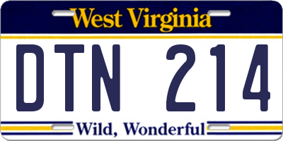 WV license plate DTN214