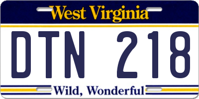 WV license plate DTN218