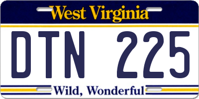 WV license plate DTN225