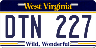 WV license plate DTN227