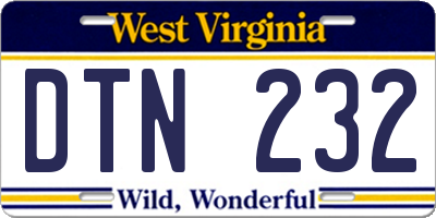 WV license plate DTN232