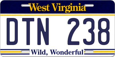 WV license plate DTN238