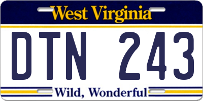 WV license plate DTN243