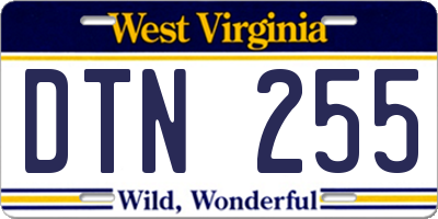 WV license plate DTN255