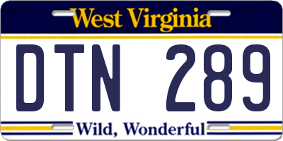 WV license plate DTN289
