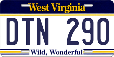 WV license plate DTN290