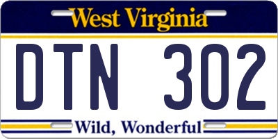WV license plate DTN302