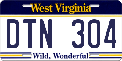 WV license plate DTN304