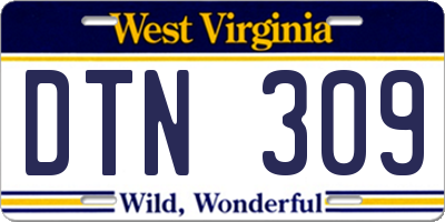 WV license plate DTN309