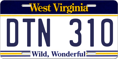 WV license plate DTN310
