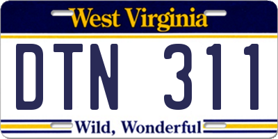 WV license plate DTN311