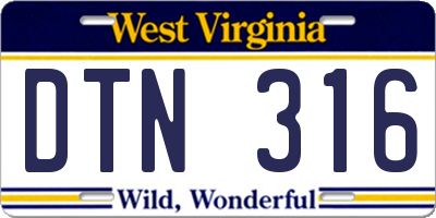 WV license plate DTN316