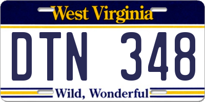 WV license plate DTN348