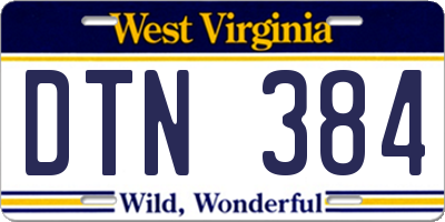 WV license plate DTN384