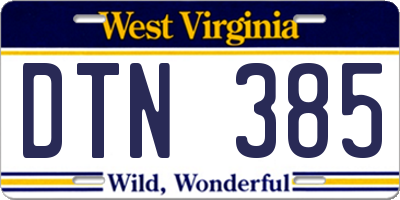 WV license plate DTN385