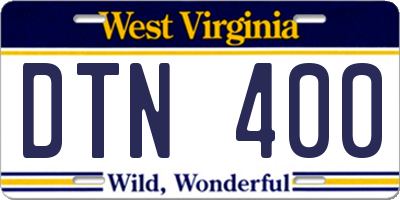 WV license plate DTN400