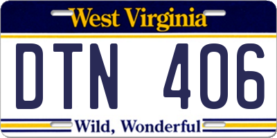 WV license plate DTN406