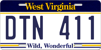 WV license plate DTN411