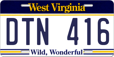 WV license plate DTN416