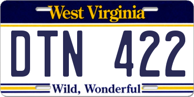WV license plate DTN422