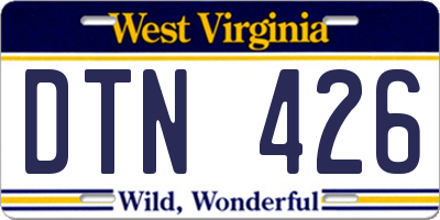 WV license plate DTN426