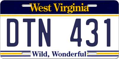 WV license plate DTN431