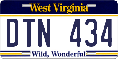 WV license plate DTN434